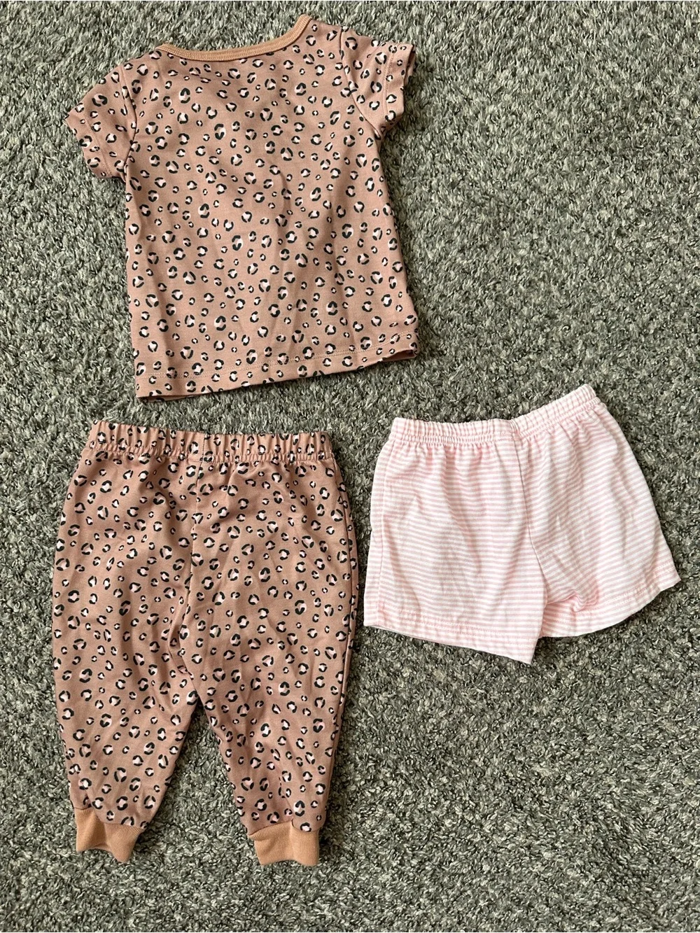 Carter's Pink Leopard Tee, Joggers & Light Pink Stripe Shorts Pajama Set